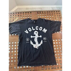 Y2K Volcom‎ T-Shirt Black Anchor Snake Medium M
